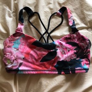 Lululemon floral print strappy back bra size 4
